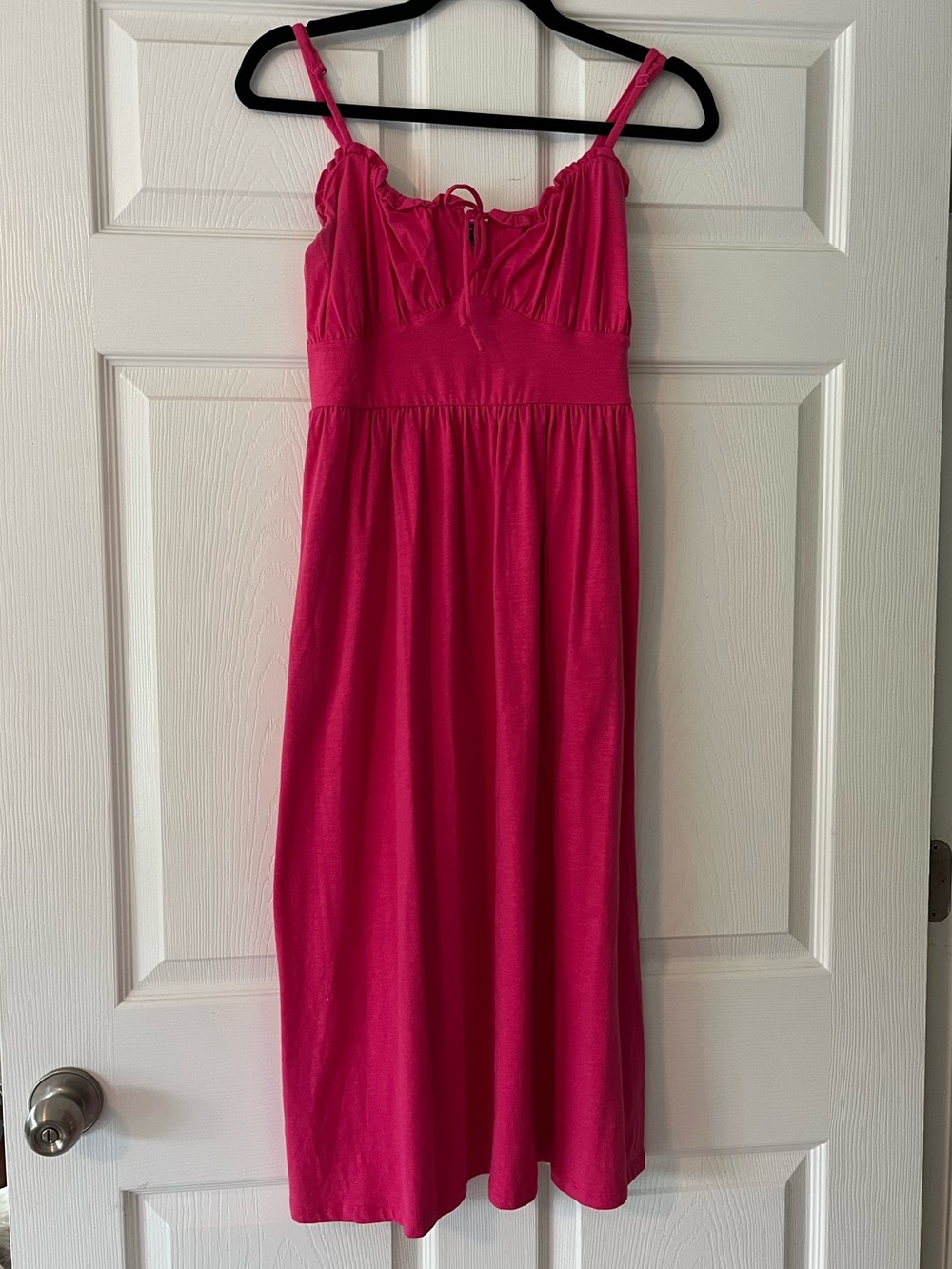 Old Navy Bright Pink Midi Dress with Spaghetti Straps and pockets